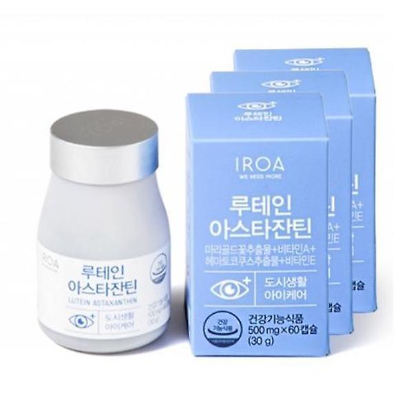  이로아 루테인 아스타잔틴 (500mg x 60캡슐) 3병 - 눈건강 영양제