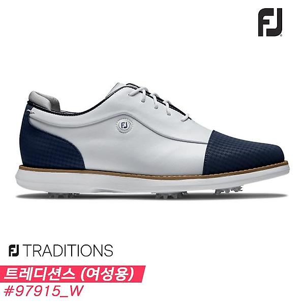  2022 풋조이 FJ 트레디션스(FJ TRADITIONS) 골프화[97915/W/화이트+네이비+화이트][여성용][10mm작게]