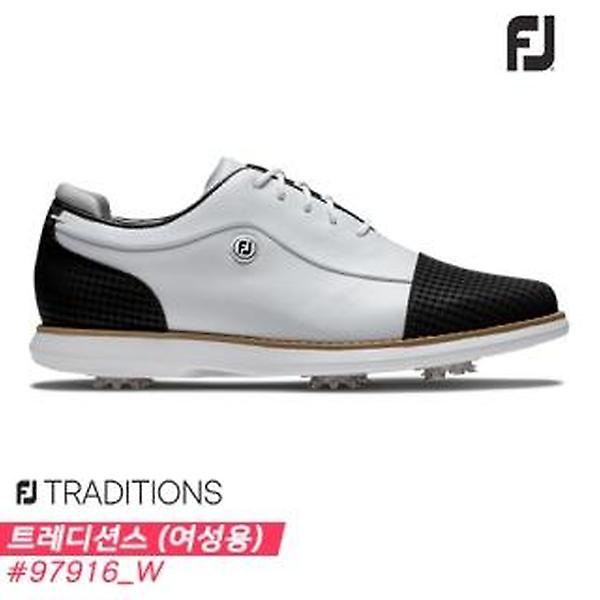  2022 풋조이 FJ 트레디션스(FJ TRADITIONS) 골프화[97916/W/화이트+블랙+화이트][여성용][10mm작게]