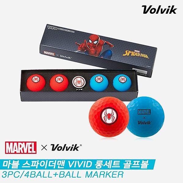  [볼빅정품]2021 볼빅 마블 스파이더맨 VIVID 롱세트 골프볼/골프공[3피스/4알][볼마커포함]