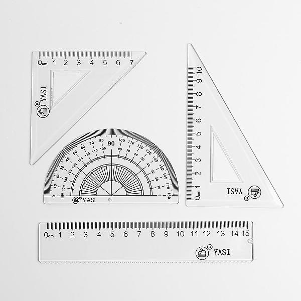  투명 각도기 삼각자 4종/어린이 문구 학용품 각도기자