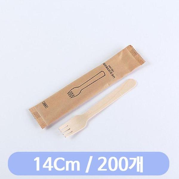  나무포크 14cm 개별포장 200개