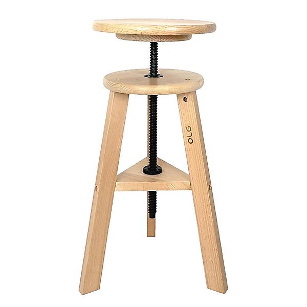 [올지/OLG0001] 올지 원목스툴 원형 의자 스툴 높이조절 회전 높은 미술 화분 카페 소품