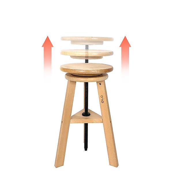 [올지/OLG0001] 올지 원목스툴 원형 의자 스툴 높이조절 회전 높은 미술 화분 카페 소품