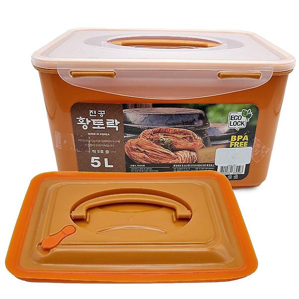  황토락 김치통 5호 중 5L 누름판포함 절임 밀폐용기