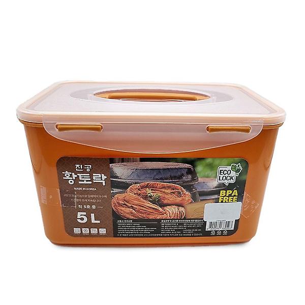  황토락 김치통 5호 중 5L 핸들 밀폐 절임 보관용기