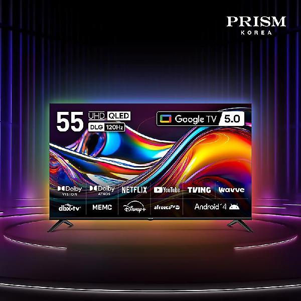  프리즘 CP55G5Q 140cm 구글5.0 스마트 4K QLED TV 120Hz 프리핫키 지원